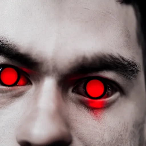 Image similar to a man with red glowing eyes