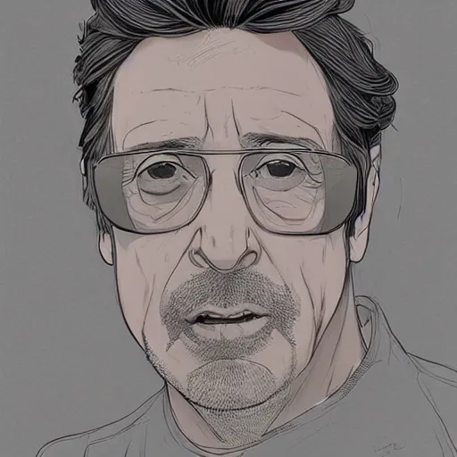 Image similar to a study of cell shaded portrait of Al Pacino concept art, llustration, post grunge, concept art by josan gonzales and wlop, by james jean, Victo ngai, David Rubín, Mike Mignola, Laurie Greasley, highly detailed, sharp focus, alien, Trending on Artstation, HQ, deviantart, art by artgem