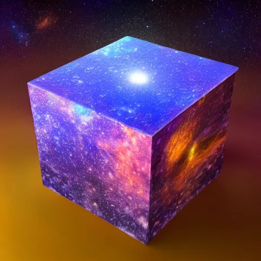 Prompt: a cube of space water floating in the middle of an empty desert, black cube, colorful stars inside the cube, extremely detailed digital art, ominous, artgem, breathtaking, smooth, award winning