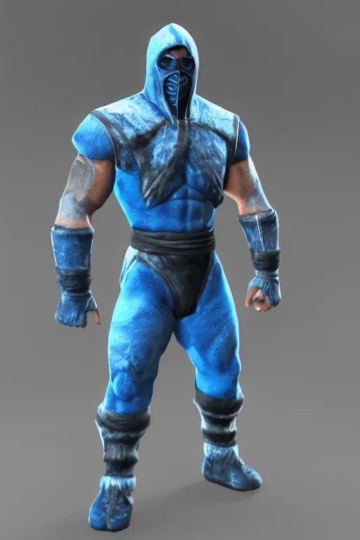 Image similar to sub - zero from mortal kombat 3 d render