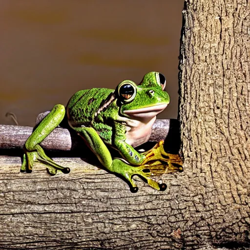 Image similar to Frog on a dog on a log, photography