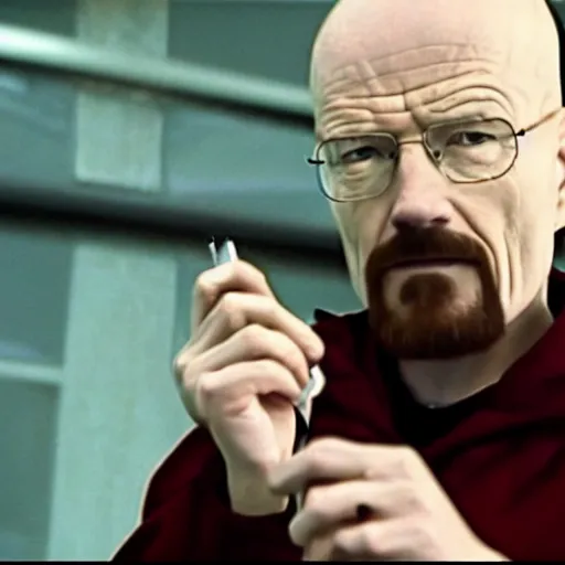 Prompt: a screenshot of walter white in death note ( 2 0 0 6 ), vhs quality