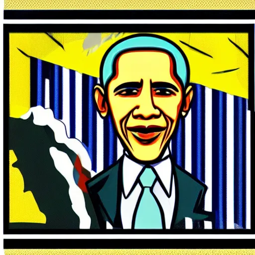 Prompt: obama by roy lichtenstein
