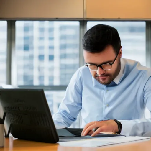 Prompt: someone working in a cubicle while everyone else nearby leaves