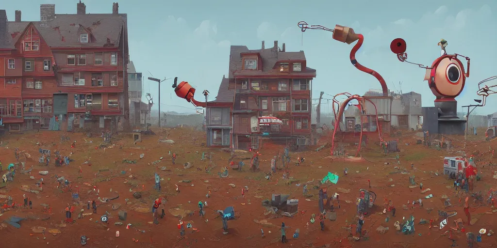 Image similar to wheres wally, simon stalenhag, kenophobia, very coherent, 4 k,