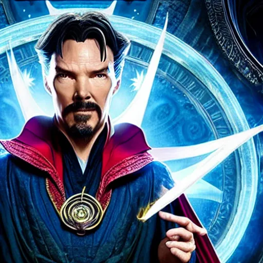 Prompt: dr. strange casting a shield spell in the metaverse, hyper realistic, highly detailed, perfect face, smooth, focus, movie still, cinematic