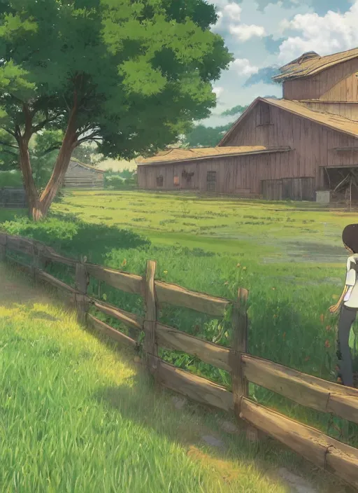 Image similar to anime beautiful farm by makoto shinkai