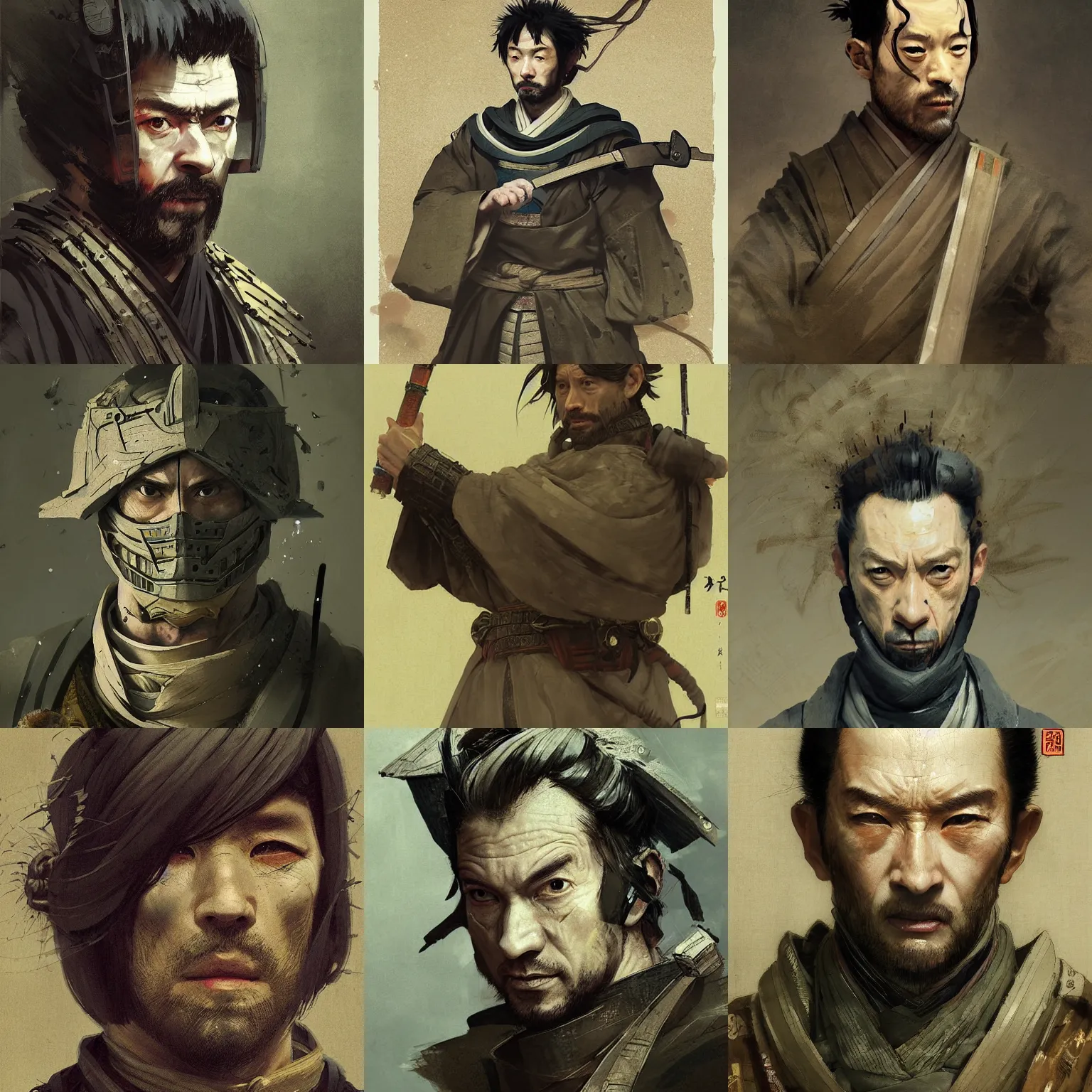 Prompt: portrait ronin like the doctor who, medieval japan style, male, serious, musculine photo realistic, highly detailed, perfect face, fine details, by carl spitzweg, ismail inceoglu, vdragan bibin, hans thoma, greg rutkowski, alexandros pyromallis