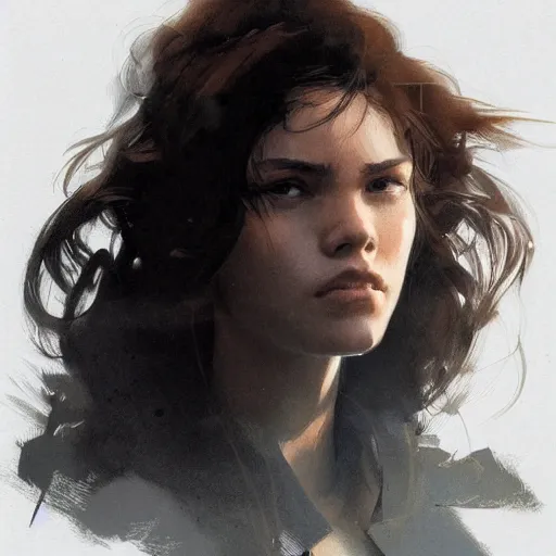 Prompt: portrait of a latin young woman, curlybrown hair and, wearing round thin, she has a big, round jawline, dramatic lighting, illustration by greg rutkowski, yoji shinkawa, 4 k, digital art, concept art, trending on artstation