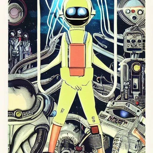 Image similar to the 1 9 7 9 film alien illustrated by hayao miyazaki,