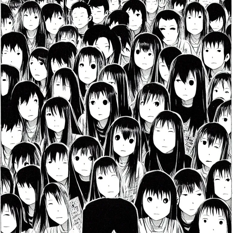 Prompt: oyasumi punpun, highly detailed, cinematic, art by inio asano