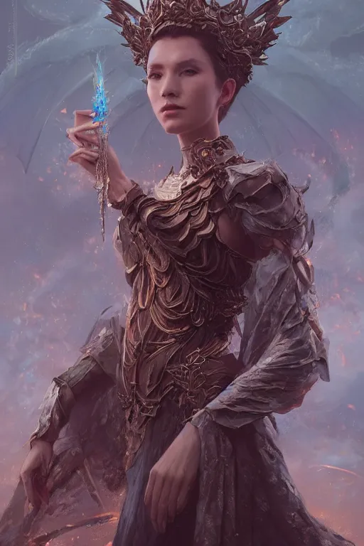 Image similar to a fancy portrait of a dragon fly queen by Greg Rutkowski, Sung Choi, Mitchell Mohrhauser, Maciej Kuciara, Johnson Ting, Maxim Verehin, Peter Konig, final fantasy , mythical, 8k photorealistic, cinematic lighting, HD, high details, atmospheric,