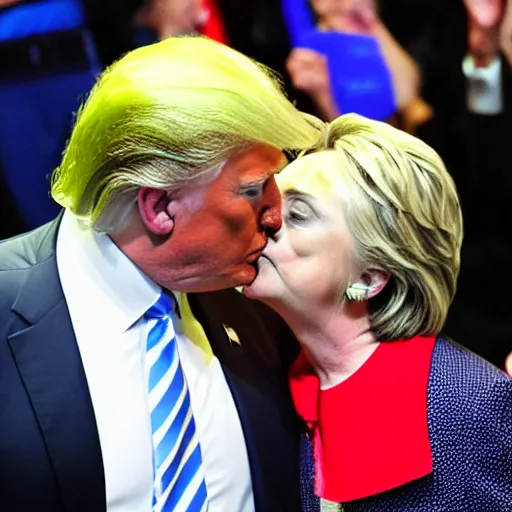 Image similar to donald trump kissing hillary clinton