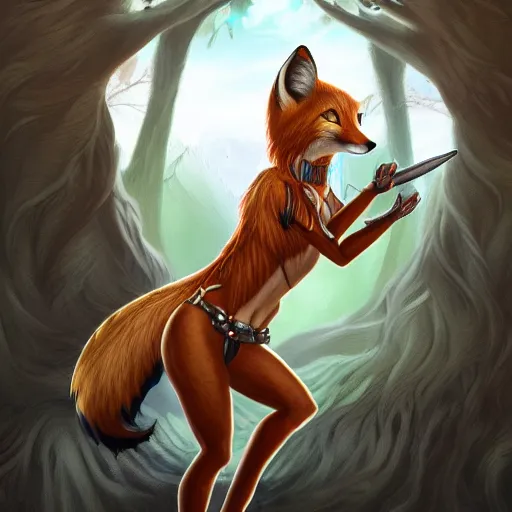 Prompt: award-winning extremely detailed FurAffinity fantasy art of a natural extremely beautiful female warrior fox with a long tail and black paws and braided hair, 4k, realistic shading, trending on FurAffinity