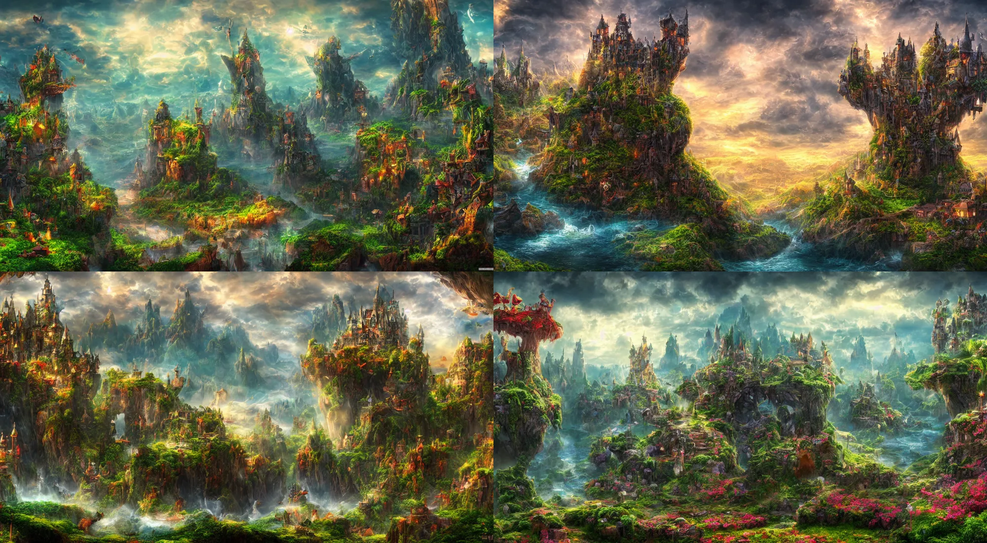 Image similar to An incredible fantasy land in a far away dimension, surreal, hyperrealistic, wallpaper, 8k wallpaper, HDR, highly detailed