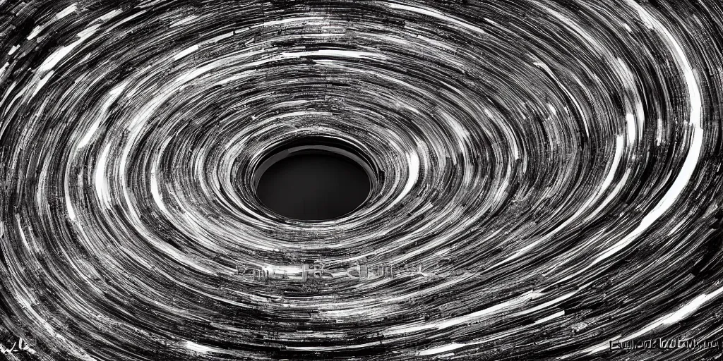 Image similar to Cinematic view of a Black Hole Gravity Waterfall with Hawking radiation of fish by Luiz Eduardo de Oliveira