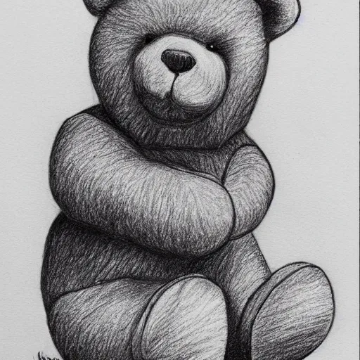 Image similar to ballpoint pen drawing of a teddy bear