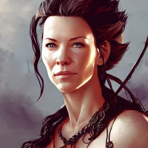 Image similar to evangeline lilly as a pirate, digital illustration, by artgerm and greg rutkowski,