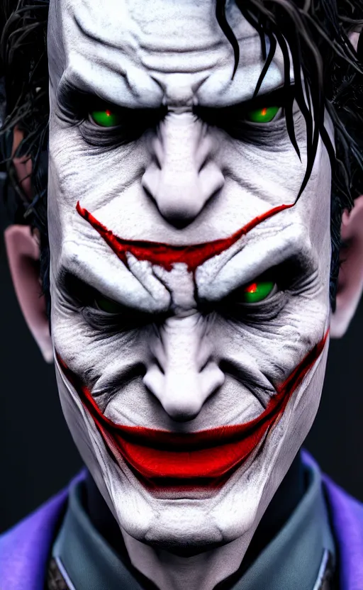 Image similar to spider man as the joker from batman dreamlike with jewelry, character art, hyperdetailed, 8 k realistic, frostbite 3 engine, cryengine, dof, trending on artstation, digital art