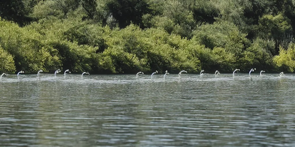 Image similar to rowing herons in a still from Vertigo