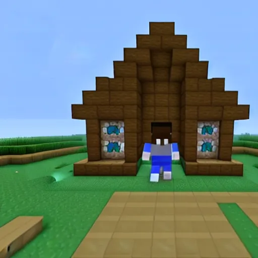 Image similar to a blue villager in minecraft