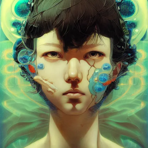 Image similar to prompt : figurative unique portrait soft light painted by james jean and katsuhiro otomo and erik jones, inspired by akira anime, smooth face feature, intricate oil painting, high detail illustration, sharp high detail, manga and anime 1 9 9 9