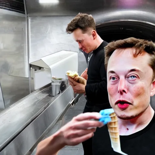 Image similar to elon musk serving you ice cream