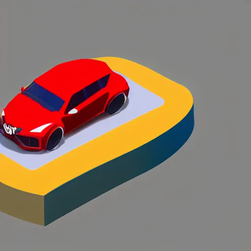 Image similar to beautiful and coherent low poly model of a red futuristic blue car in a white background isometric view