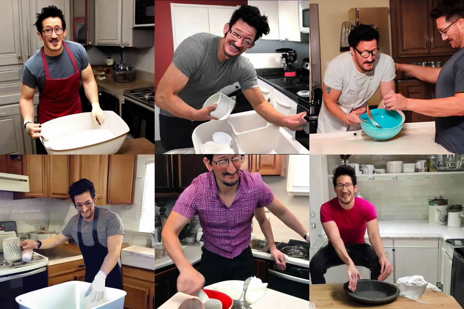 Prompt: Markiplier doing the dishes