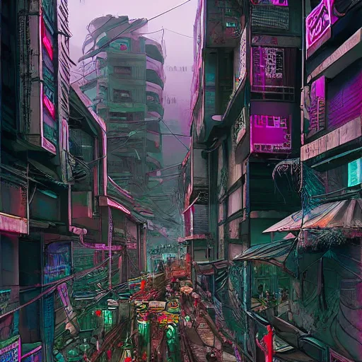 Prompt: cyberpunk kashmir!!!!!!! streets, aesthetic!!!!!!, trending on artstation, intricate, highly detailed