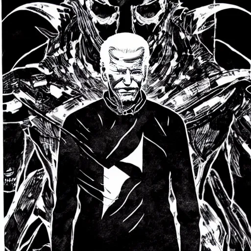 Image similar to Joe Biden looking sinister, by Tsutomu Nihei, highly detailed