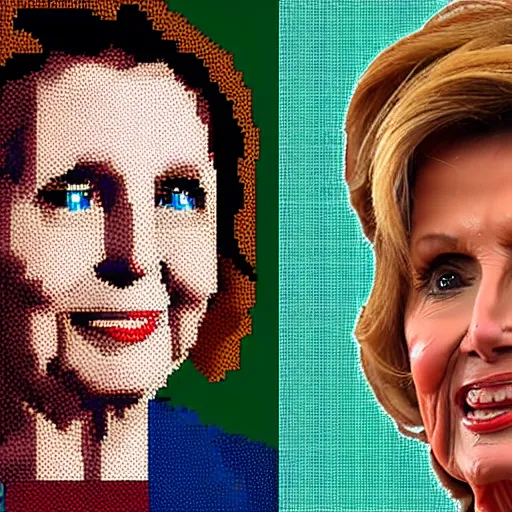 Prompt: Pixel art Nancy Pelosi