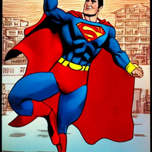 Prompt: Superman as a football manager, drawn by Alex Ross