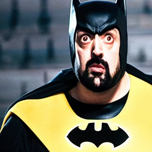 Image similar to Film still of Kevin Smith as Batman in the new Batman movie