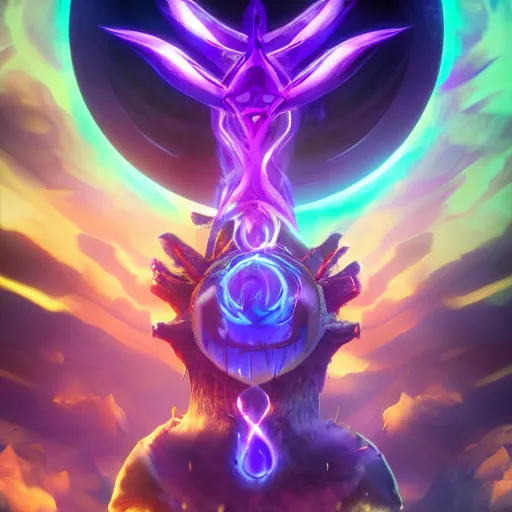 Prompt: purple magic mana symbol, epic legends game icon stylized digital illustration radiating a glowing aura global illumination ray tracing hdr fanart arstation by ian pesty and katarzyna bek - chmiel