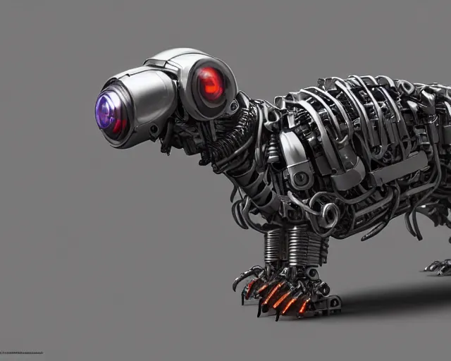 Image similar to terminator dachshund robot, mechanical, machine, octane render, concept art, sharp focus, hyper - realistic, intricate, detailed, eduard pronin, luka mivsek, ruan jia