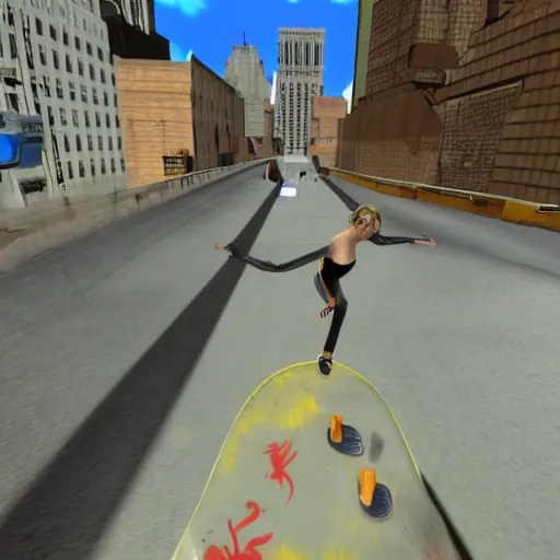 Image similar to Chloe Sevigny gives you a quest in Tony Hawk's Pro Skater 3, 3rd person POV, gameplay screenshot, PS2