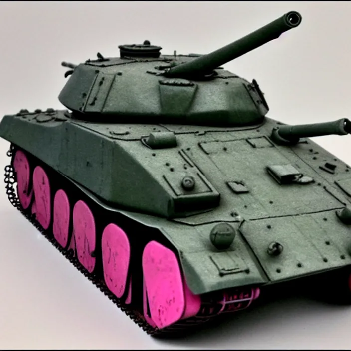 Image similar to photograph of a real-life IS-2 Heavy tank with Pink armour. Extremely detailed. 8k