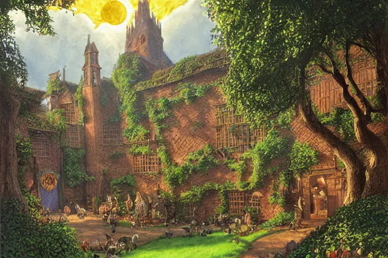 Prompt: elaborate dense beautiful scene from redwall abbey by brian jacques