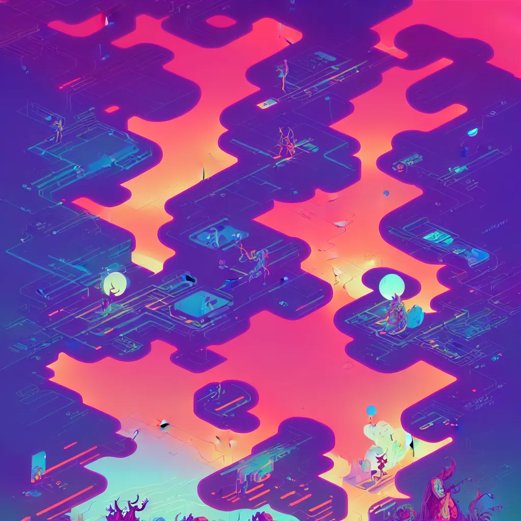 Prompt: a micro-service deployed to a datacenter, road, connector, defence, wall, cloud, security, cyber, attack vector, trending on Artstation, illustration by Jules Julien, Leslie David and Lisa Frank and Peter Mohrbacher and Alena Aenami and Dave LaChapelle muted colors with minimalism