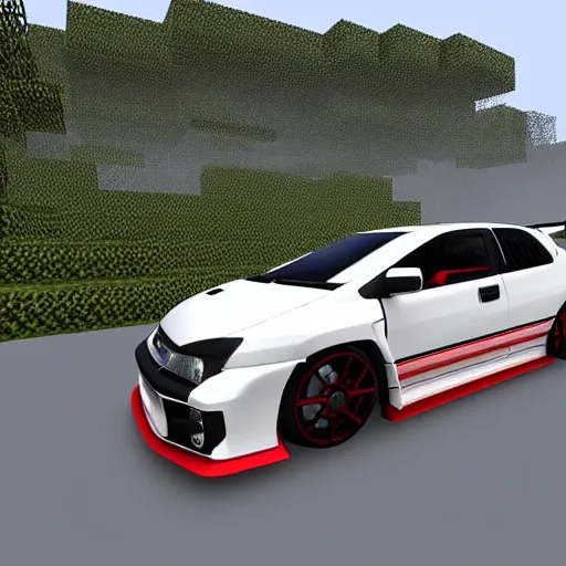 Prompt: honda civic type r ek 9 in minecraft