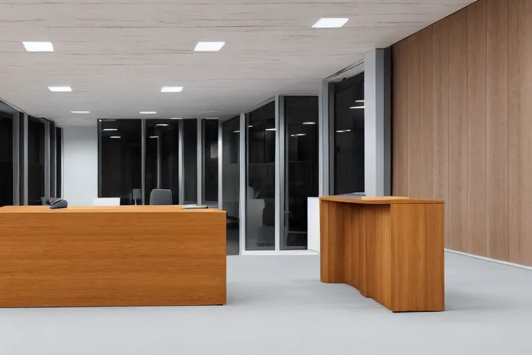 Image similar to an office building, wooden, in the shape of a side table