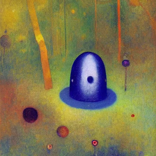 Image similar to ufo in the jungle y odilon redon