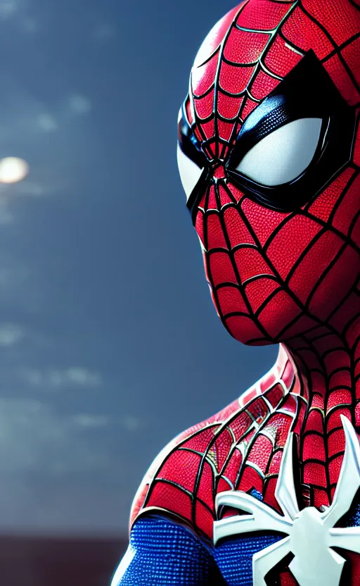 Image similar to spider man as superman dreamlike with jewelry, character art, hyperdetailed, 8 k realistic, frostbite 3 engine, cryengine, dof, trending on artstation, digital art