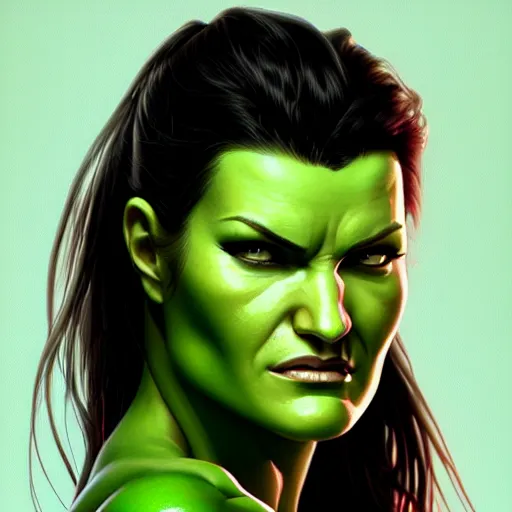 beautiful Gina Carano skinny She Hulk green skin, | Stable Diffusion