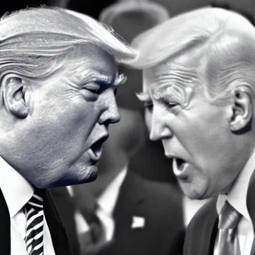Prompt: live photograph footage of donald trump having a boxing match against joe biden