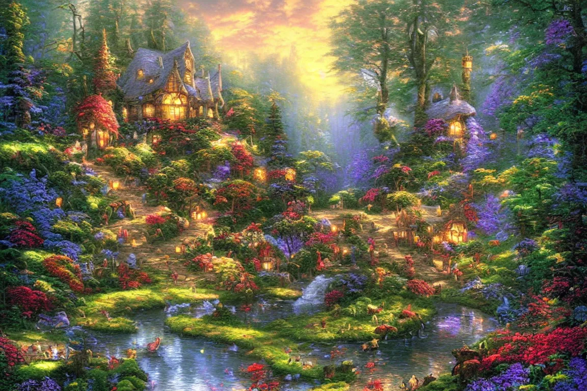 fairy tale forest painted by Thomas Kinkade | Stable Diffusion | OpenArt