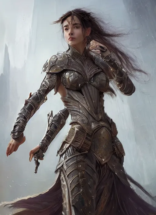 Image similar to a professional portrait of a beautiful young female, clothed in ethereal battle armor, olive skin, long dark hair, beautiful bone structure, symmetrical facial features, intricate, elegant, digital painting, concept art, smooth, sharp focus, finely detailed, illustration, from Valerian and the City of a Thousand Planets, in the style of Ruan Jia and Mandy Jurgens and Artgerm and Greg Rutkowski and William-Adolphe Bouguerea