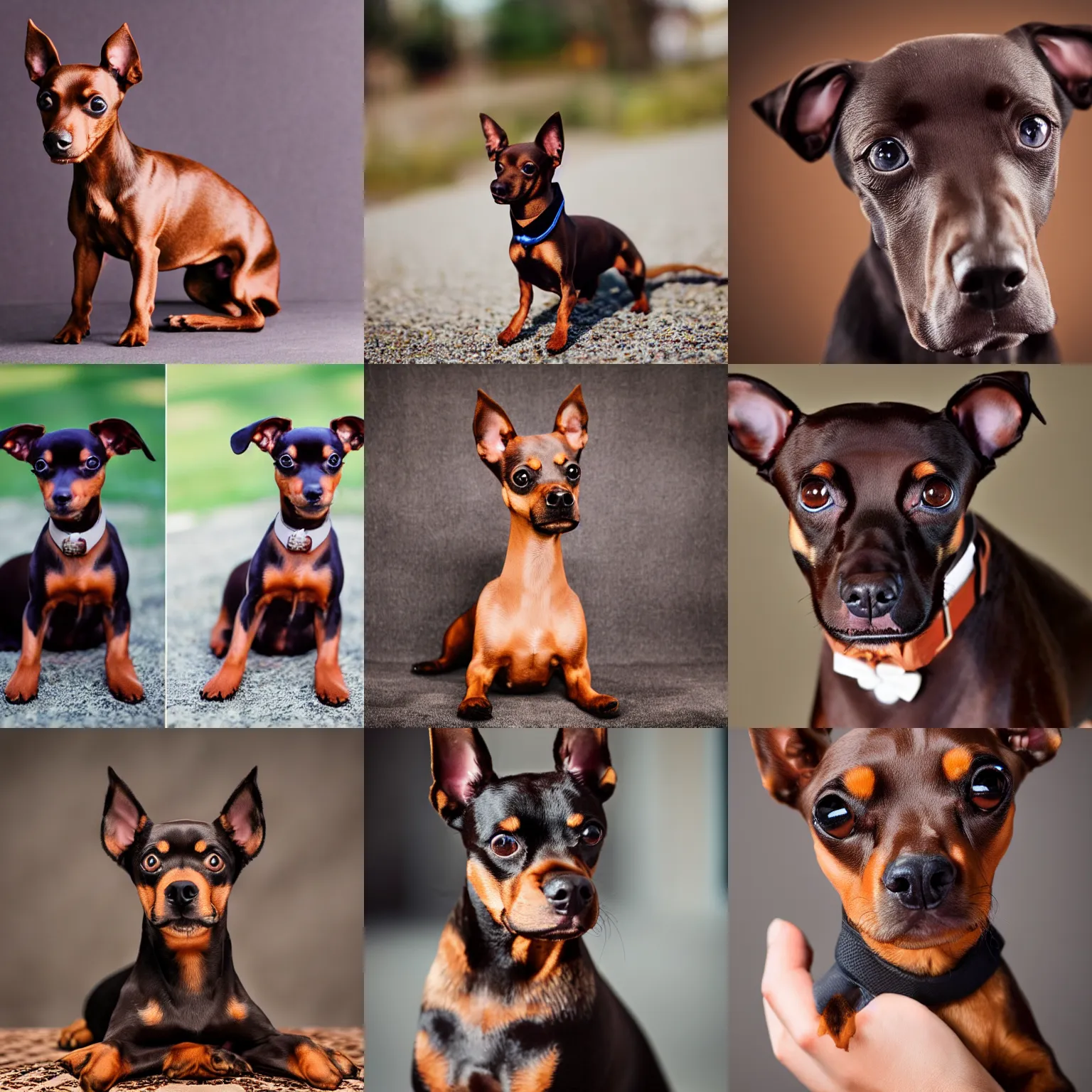 Prompt: breed russian brown toy terrier, adult dog, brown color, browny, brown hair, light brown fur, professional photography, 3 5 mm