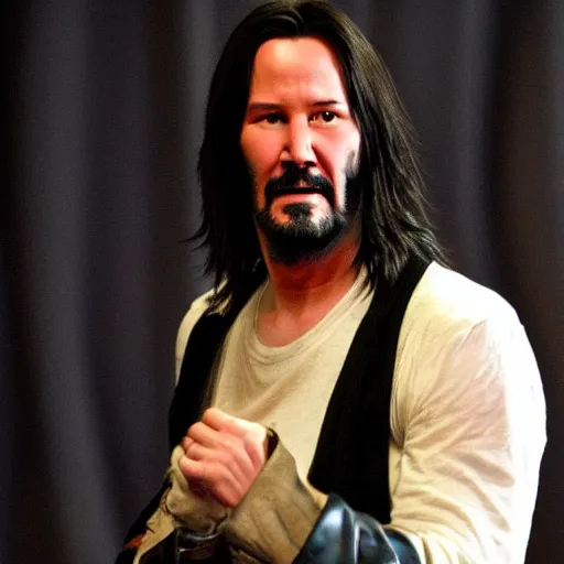 Image similar to Keanu Reeves cosplays as Wolverine